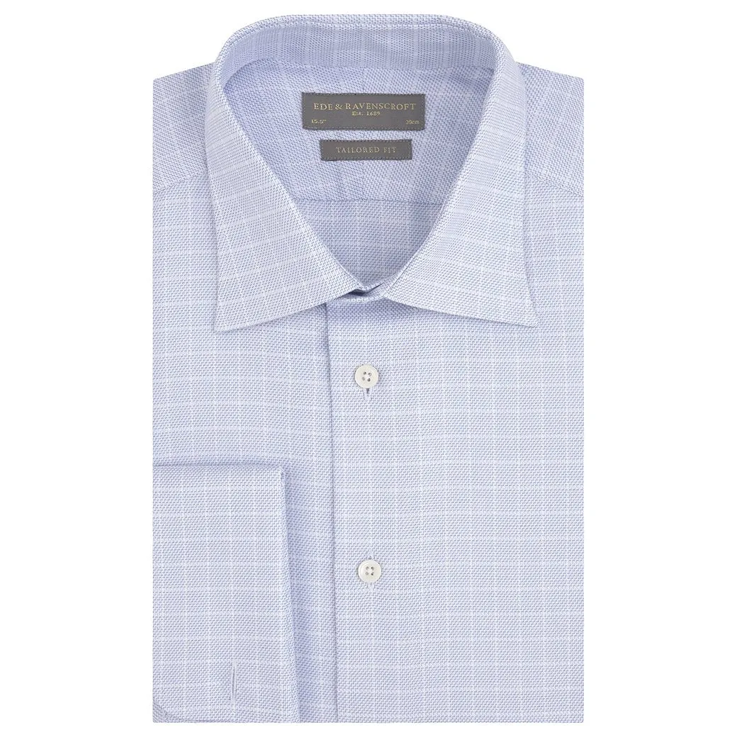 Amon Blue and White Textured Check Shirt