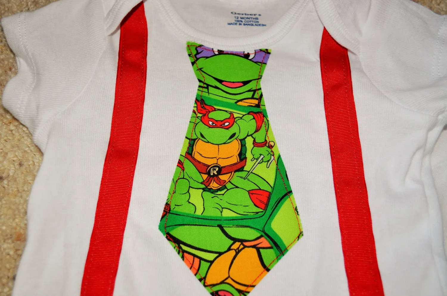 Baby/Toddler Teenage Mutant Ninja Turtles cake smash diaper cover or shorts and shirt tie with matching suspender, cake smash