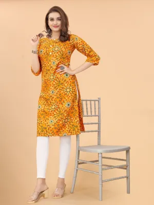 Bindiya Yellow Crepe  Kurti