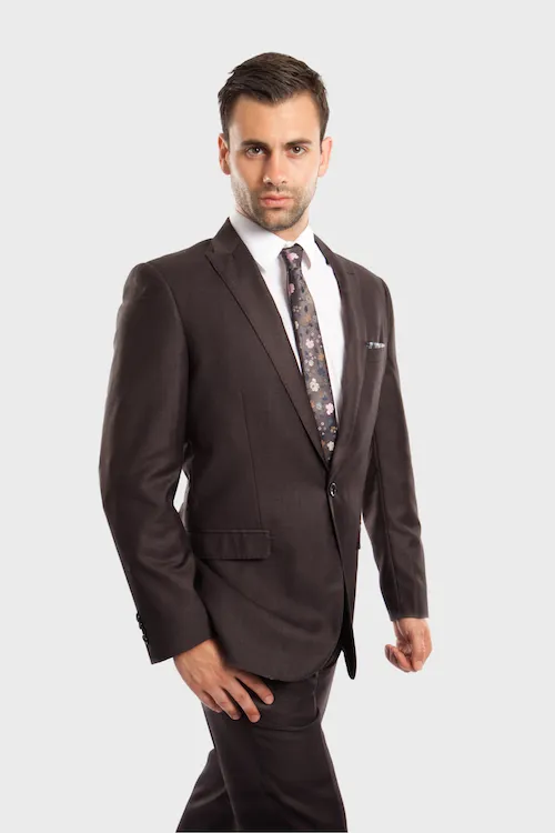 Dark Grey One Button Slim Fit Suit
