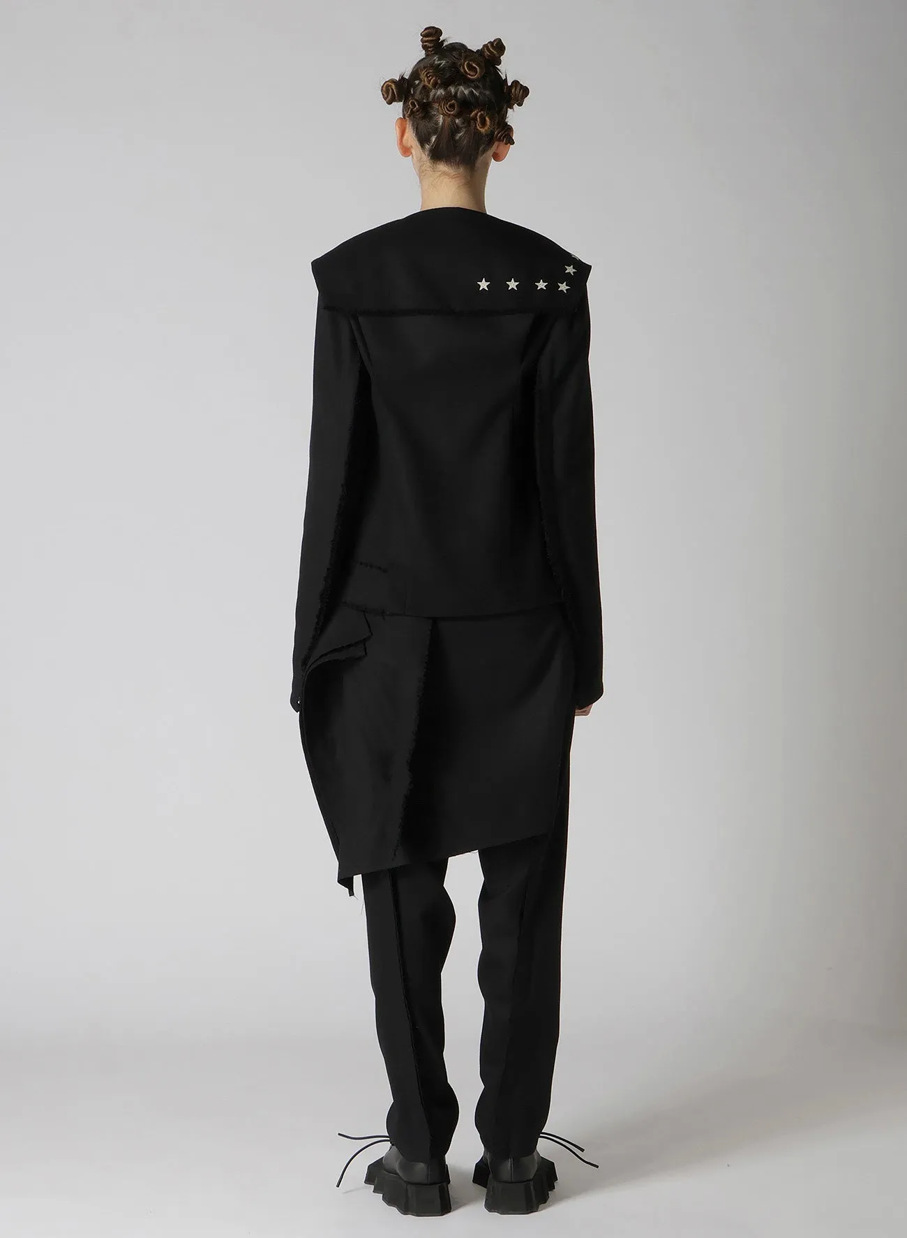 EMBROIDERY SERGE SAILOR COLLAR JACKET