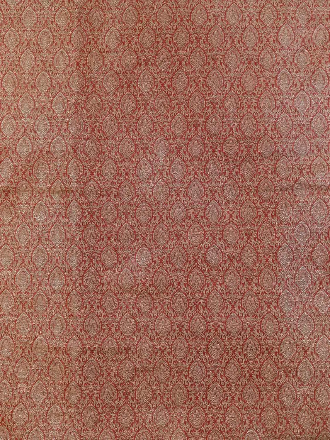 Exquisite Red Banarasi Brocade Silk Fabric for Elegant Attire ( 1 Mtr )