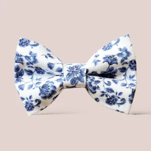 French Blue Floral Hair Bow