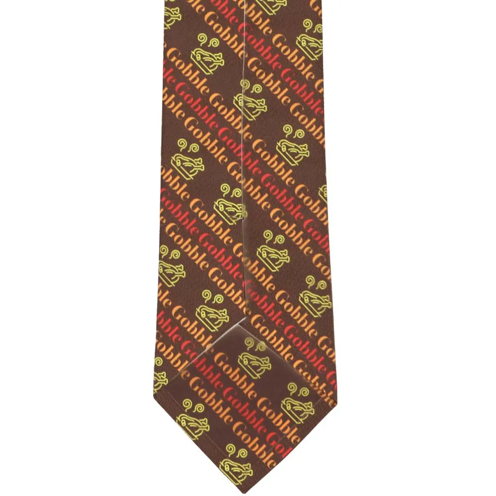 Gobble Gobble Thanksgiving Striped Necktie