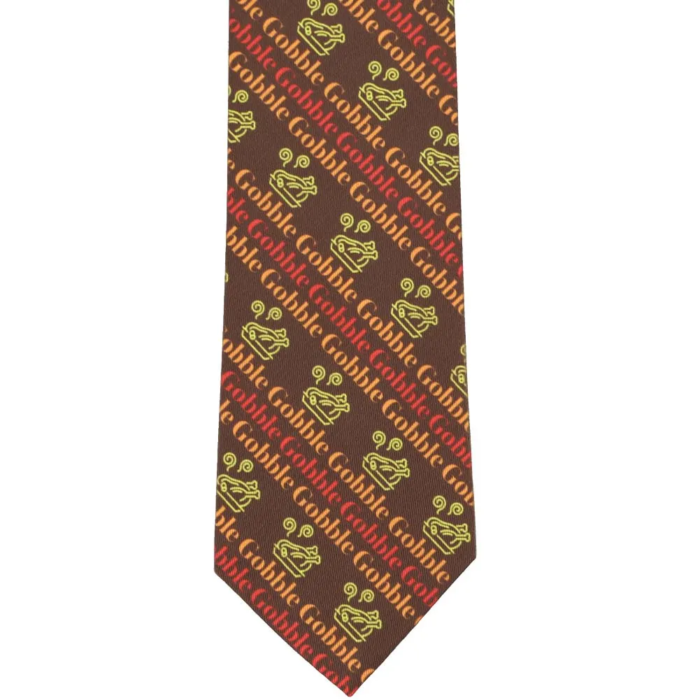 Gobble Gobble Thanksgiving Striped Necktie