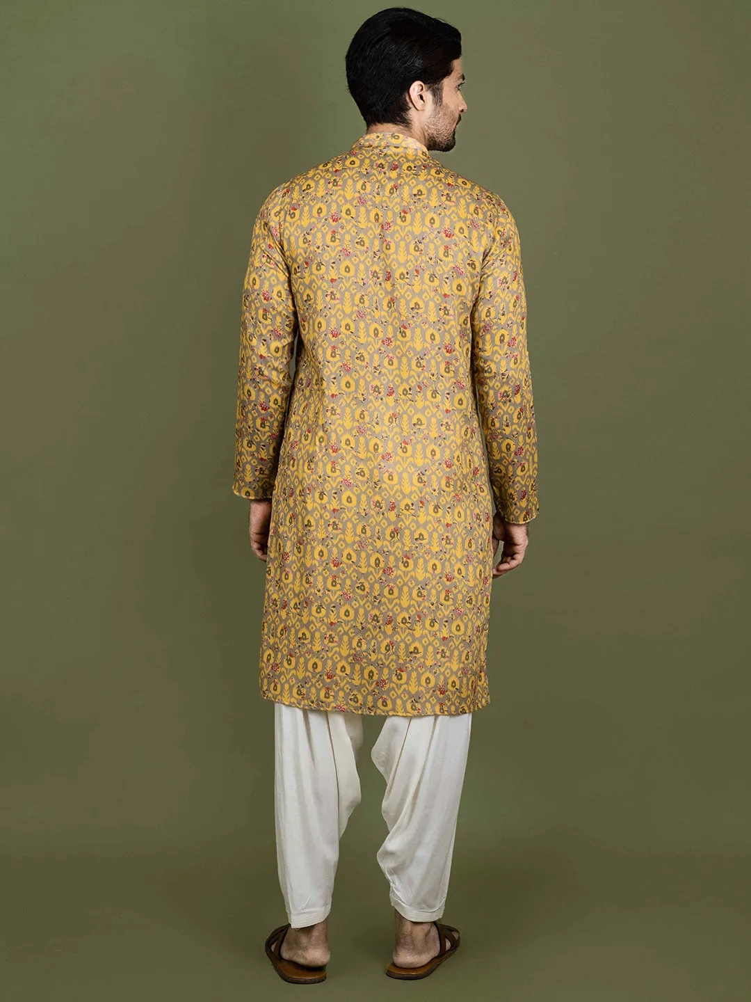 Men Yellow Kurta Patiala Set