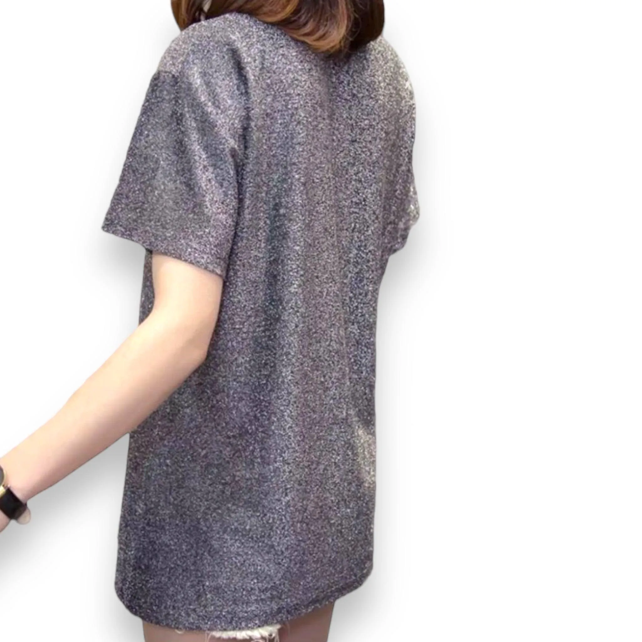 Metallic Gray Graphic Short Sleeve T-Shirt