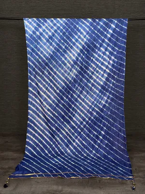 Navy Blue Color Gota Patti Border Leheriya Bandhej Dupatta