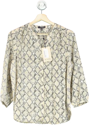 NYDJ Beige Snake Print Pintuck Blouse UK XS