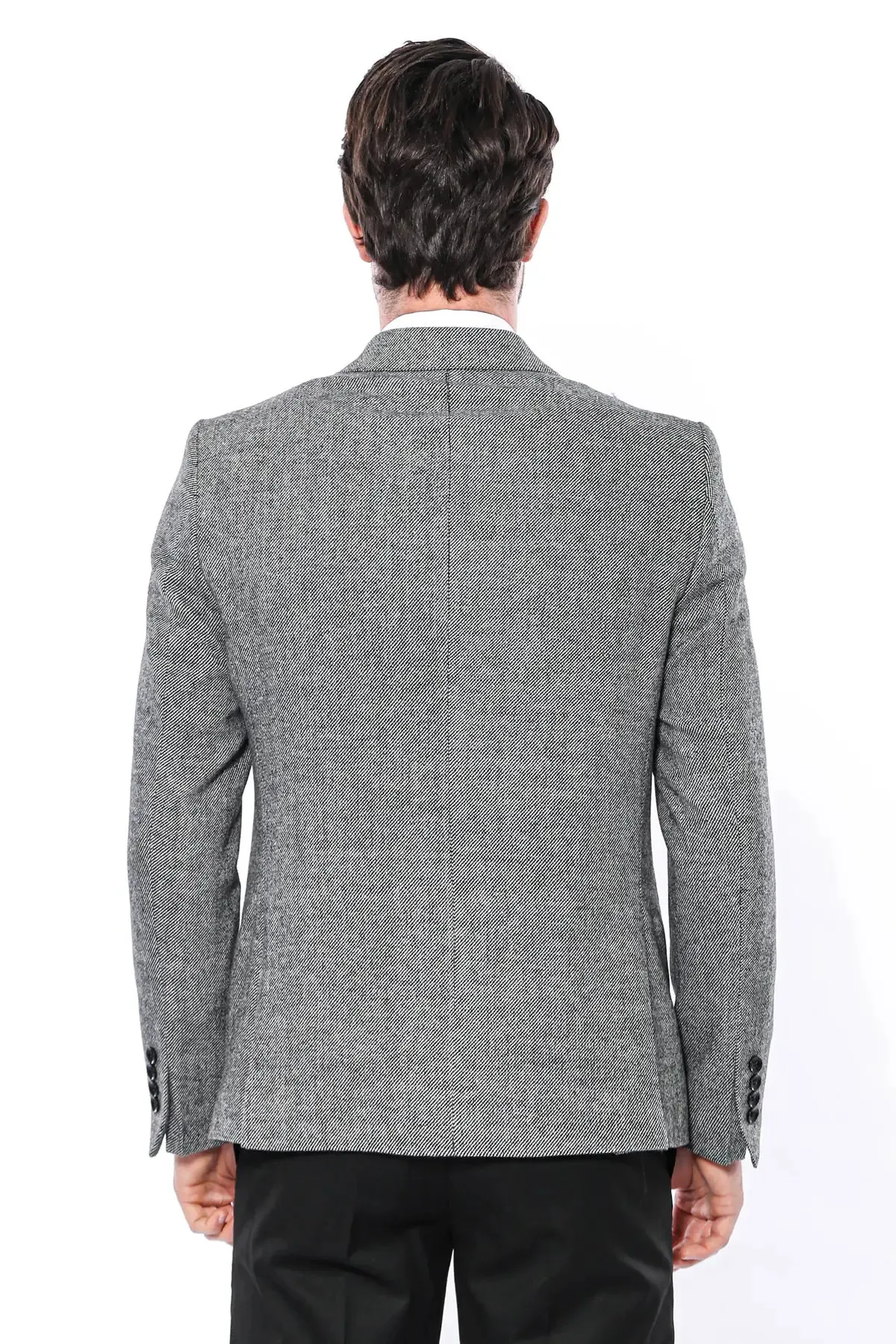 Peak Lapel Grey Blazer