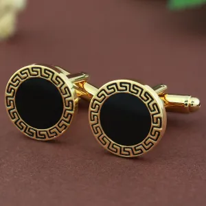 Peluche Greek Key Golden Cufflinks