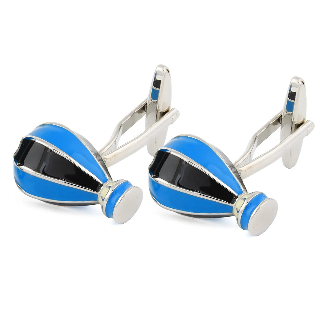 Peluche Hot Air Balloon Blue and Black Cufflinks