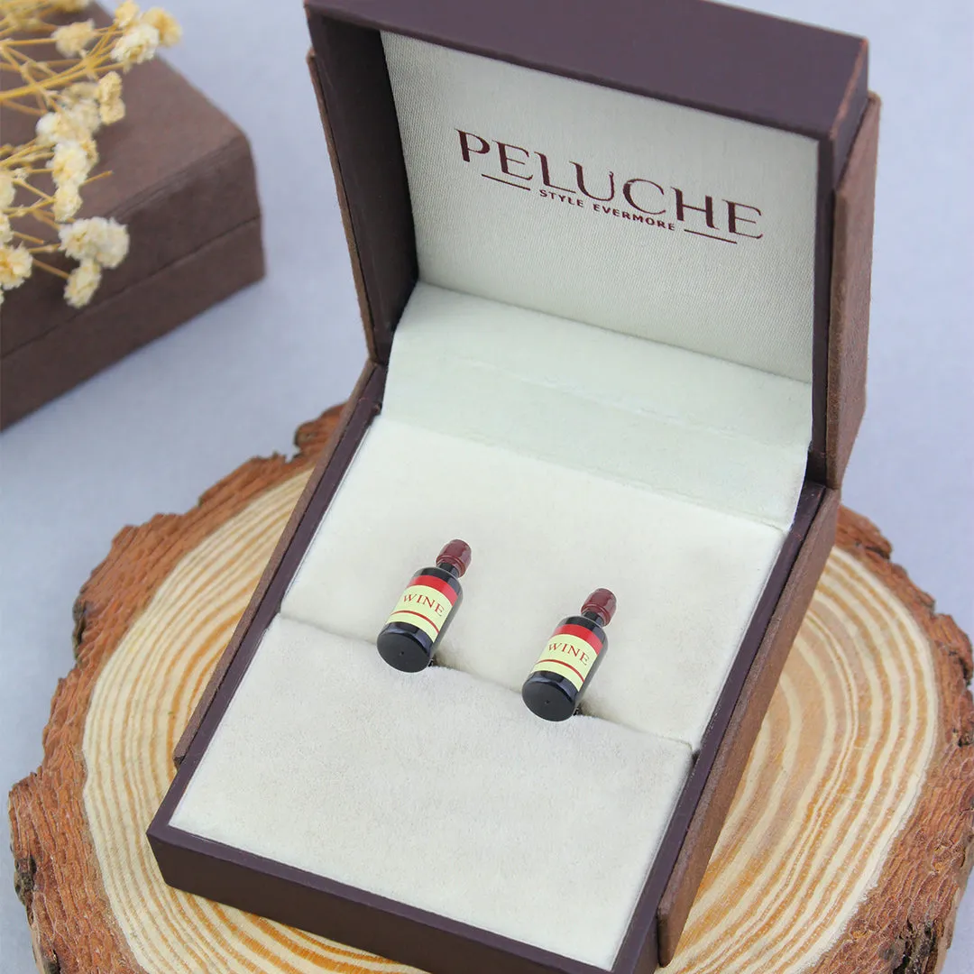 Peluche Old Wine Bottle Black Cufflinks for Men