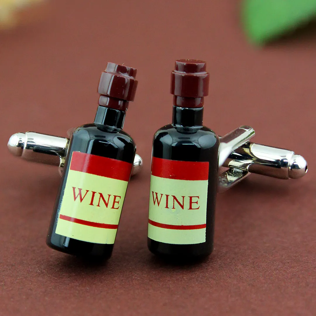 Peluche Old Wine Bottle Black Cufflinks for Men