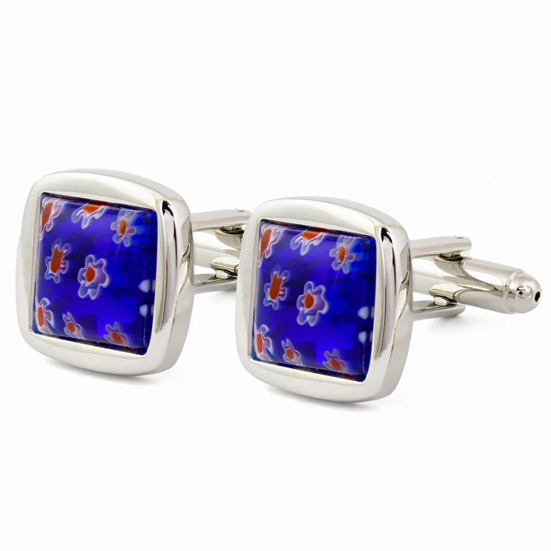 Peluche Quirky Floral Blossom Blue Cufflinks