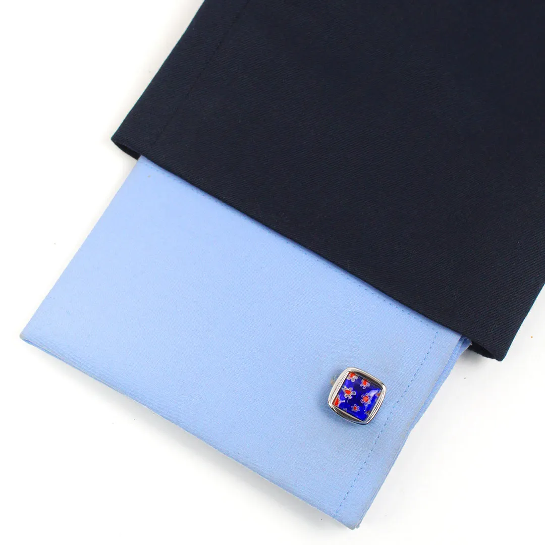 Peluche Quirky Floral Blossom Blue Cufflinks