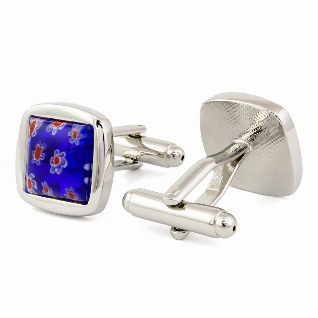 Peluche Quirky Floral Blossom Blue Cufflinks