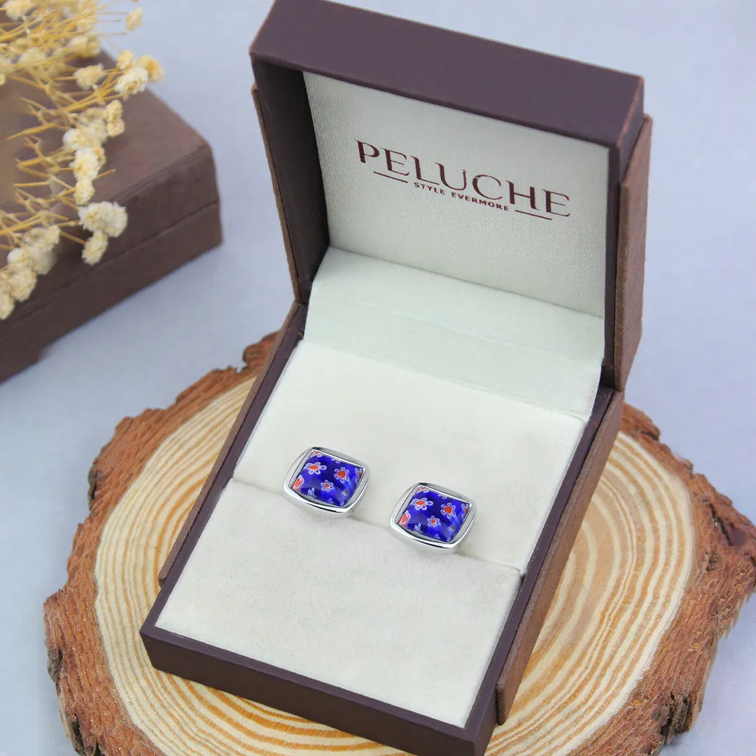 Peluche Quirky Floral Blossom Blue Cufflinks