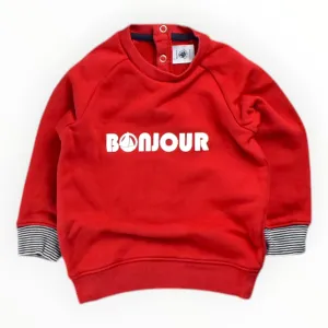 Petit Bateau Bonjour Crewneck Sweatshirt 18M