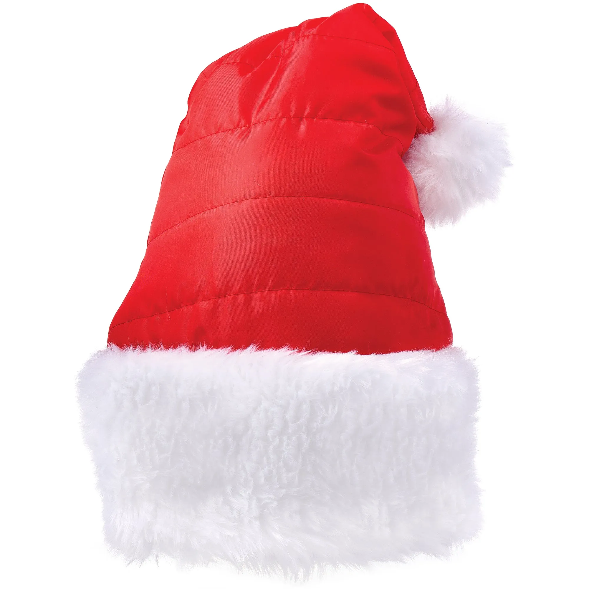 Red Puffer Santa Hat for Adults