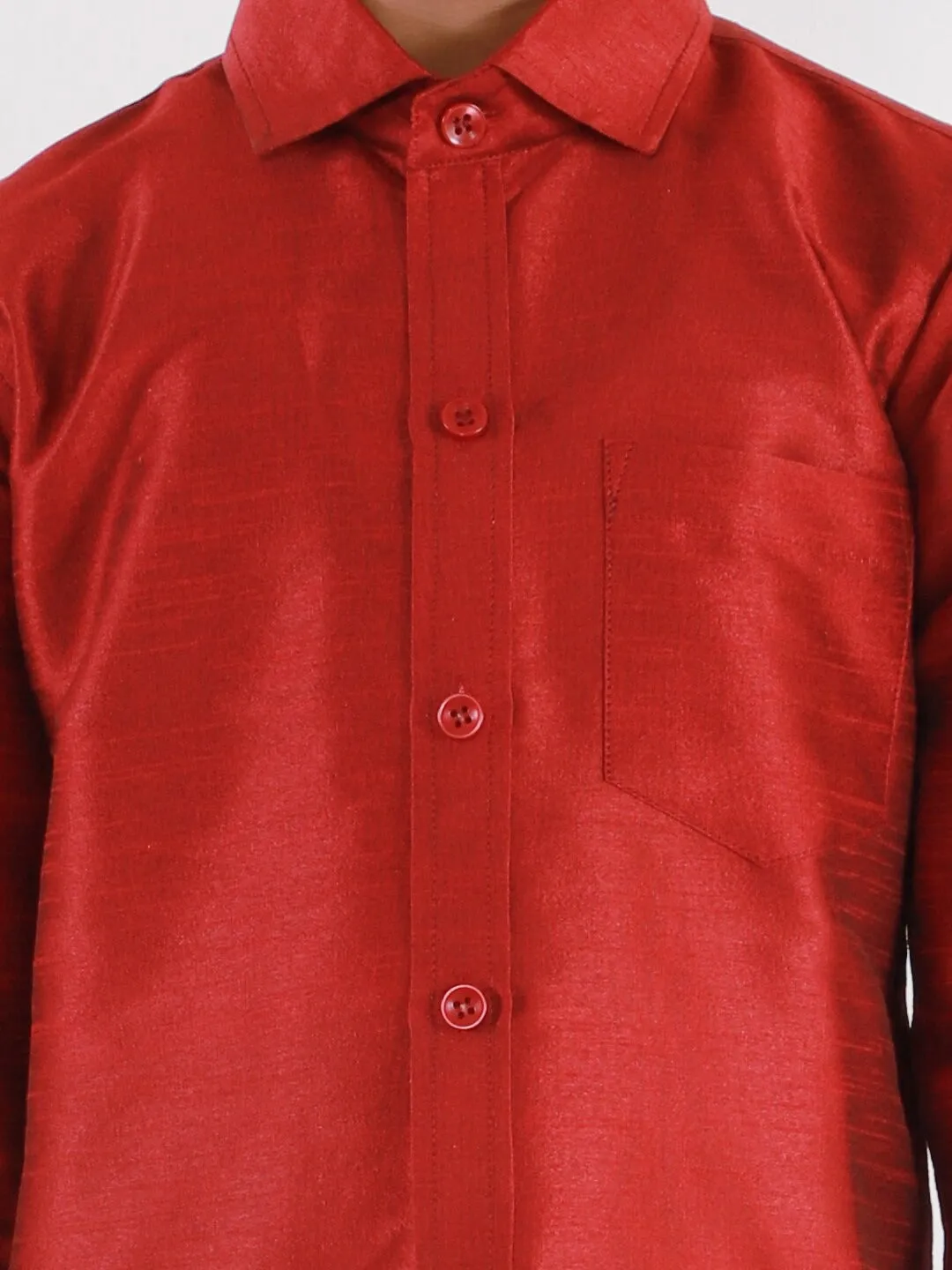 Vastramay Boys Maroon & White Shirt with Dhoti Pants