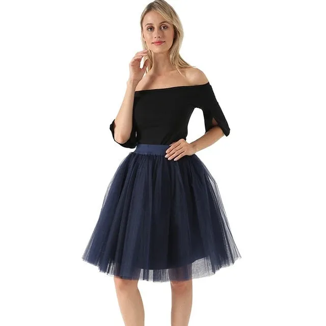 VenusFox Lolita 5 Layers Tulle Bridesmaids Midi Skirt